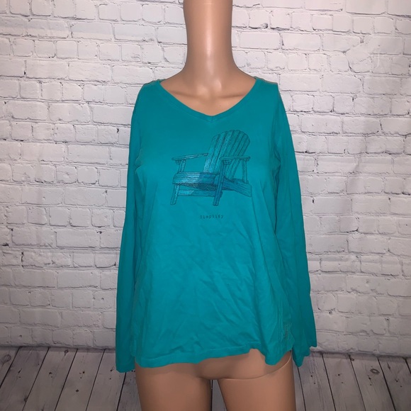 Life Is Good Tops - Life is Good Teal Long Sleeve shirt size S